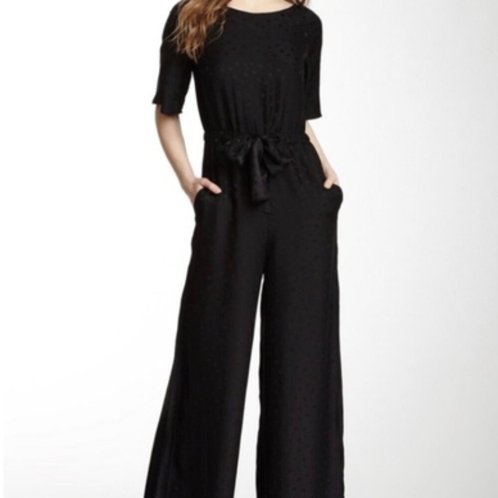 ANTHROPOLOGIE COREY LYN CALTER Star Print Jumpsuit in Black Size Petite Small